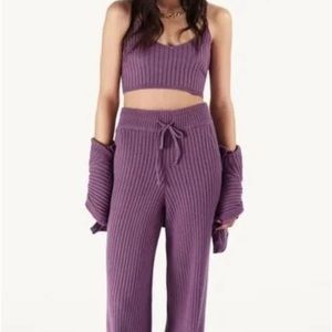 Set. Zara Wool Blend Cropped Knit Tank and Pants Set size M